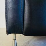 Canapé vintage danois rétro 2 places en cuir noir capitonné, années 1970