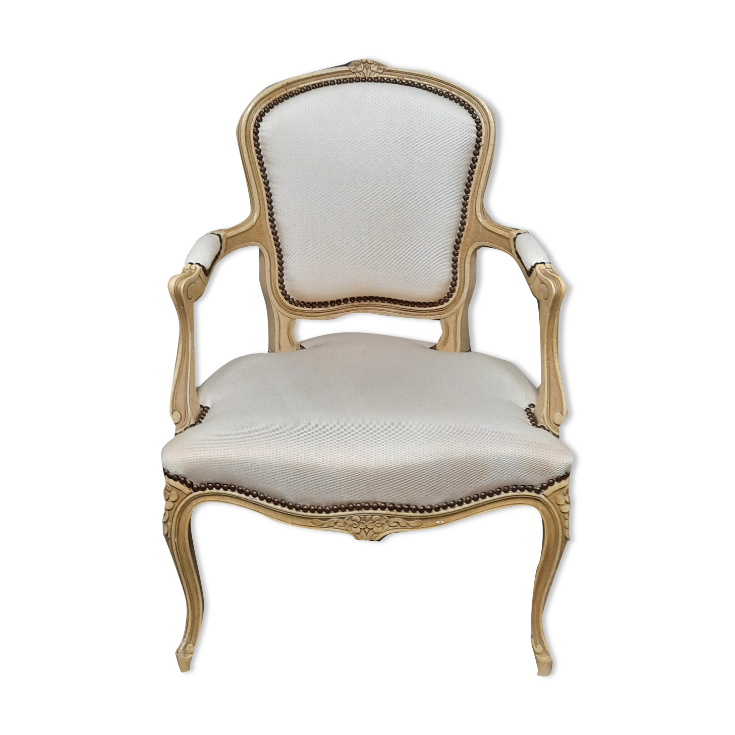 White lacquered armchair Louis XV style