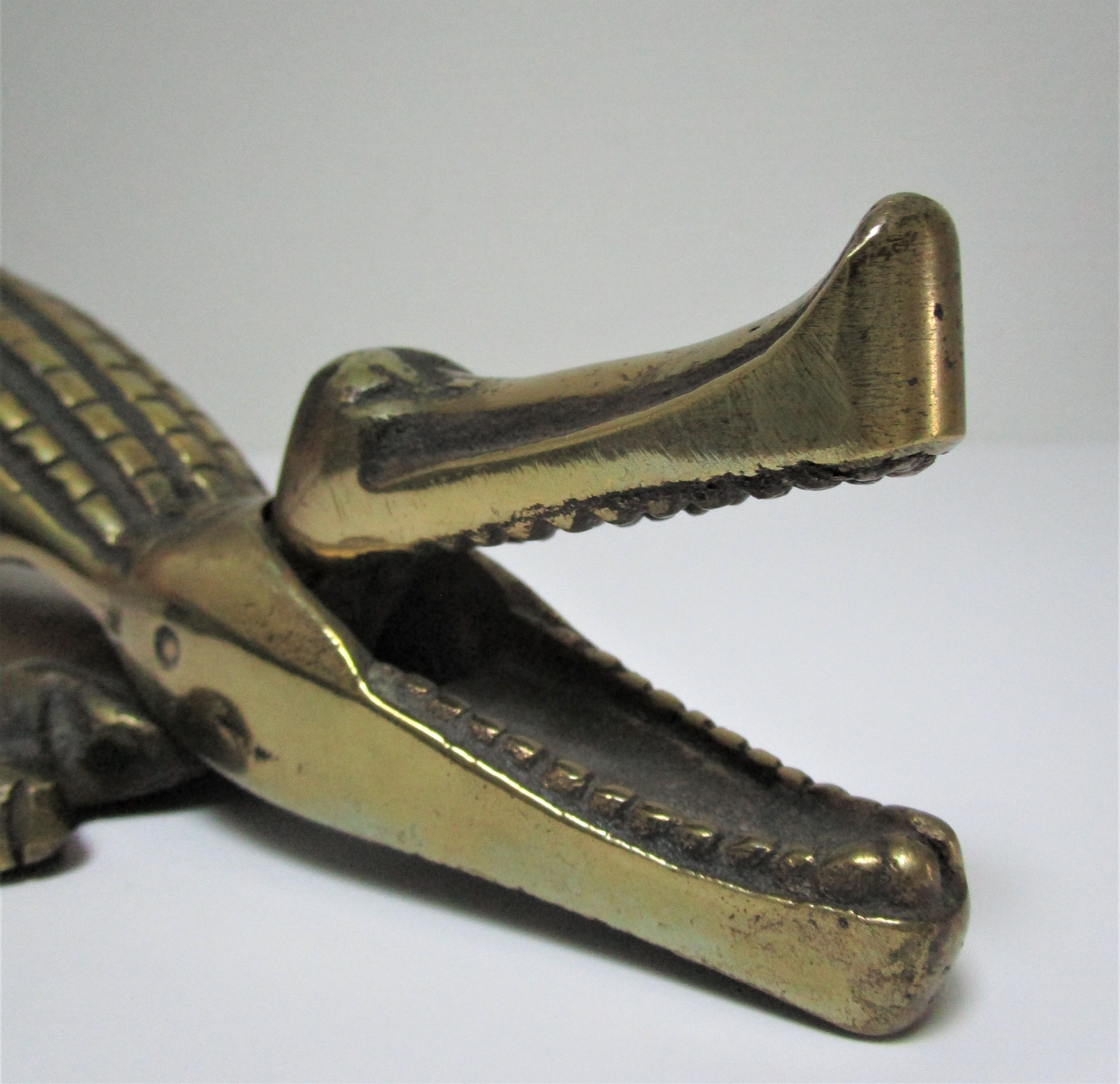 Nutcracker zoomorph alligator crocodile brass xl 35cm vintage