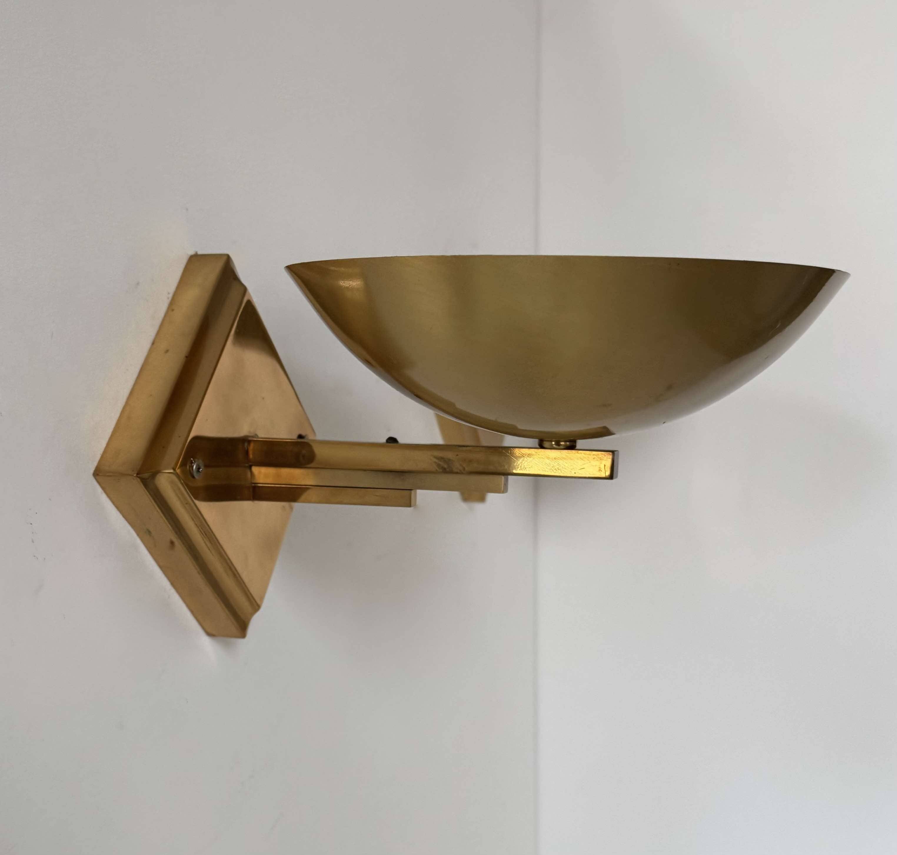Pair of vintage brass wall lights, France 1970