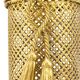 Hollywood Regency umbrella stand in gold metal with cord and tassels, Li Puma Firenze, 1950.