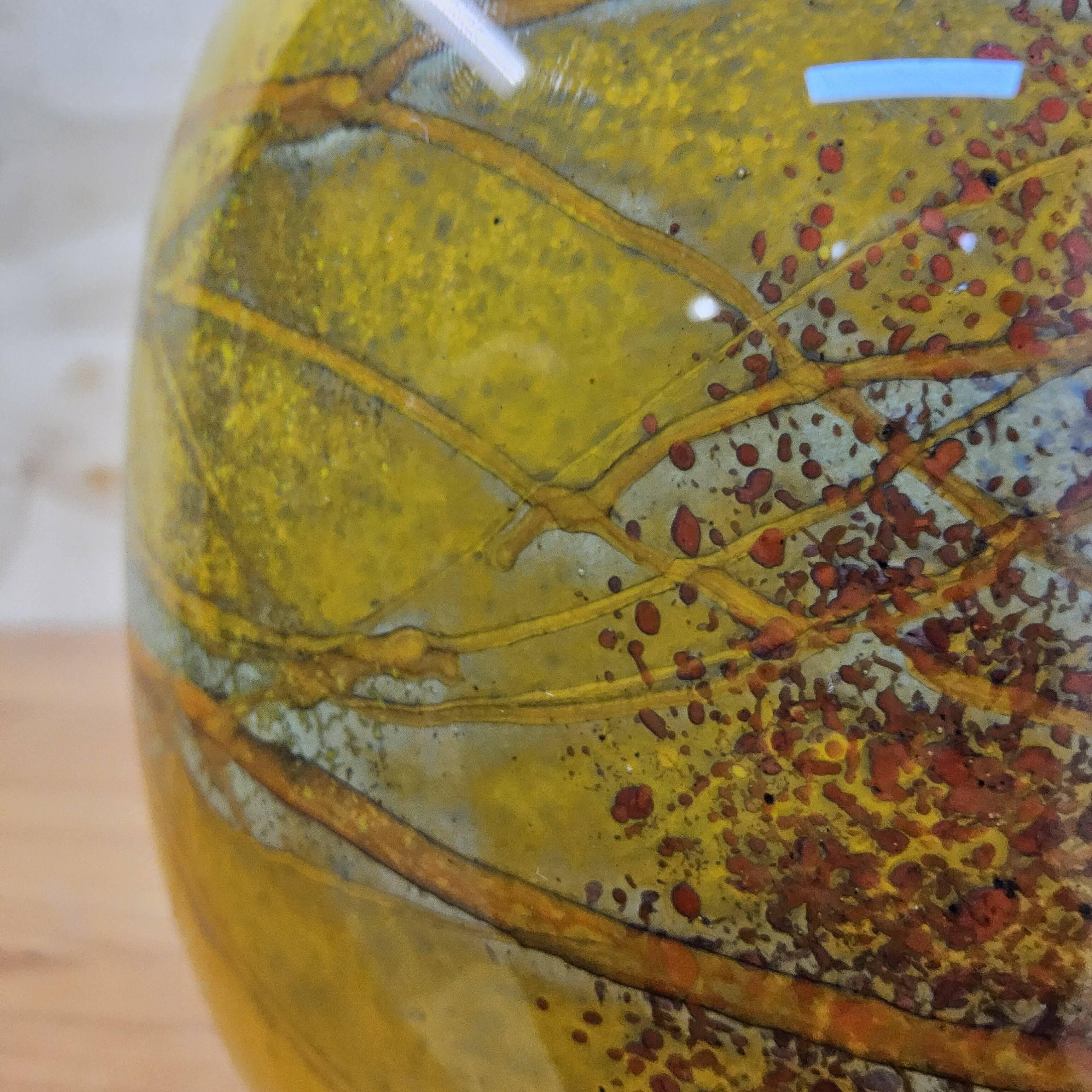Vase en verre soufflé à la bouche jaune Ioan Nemtoi