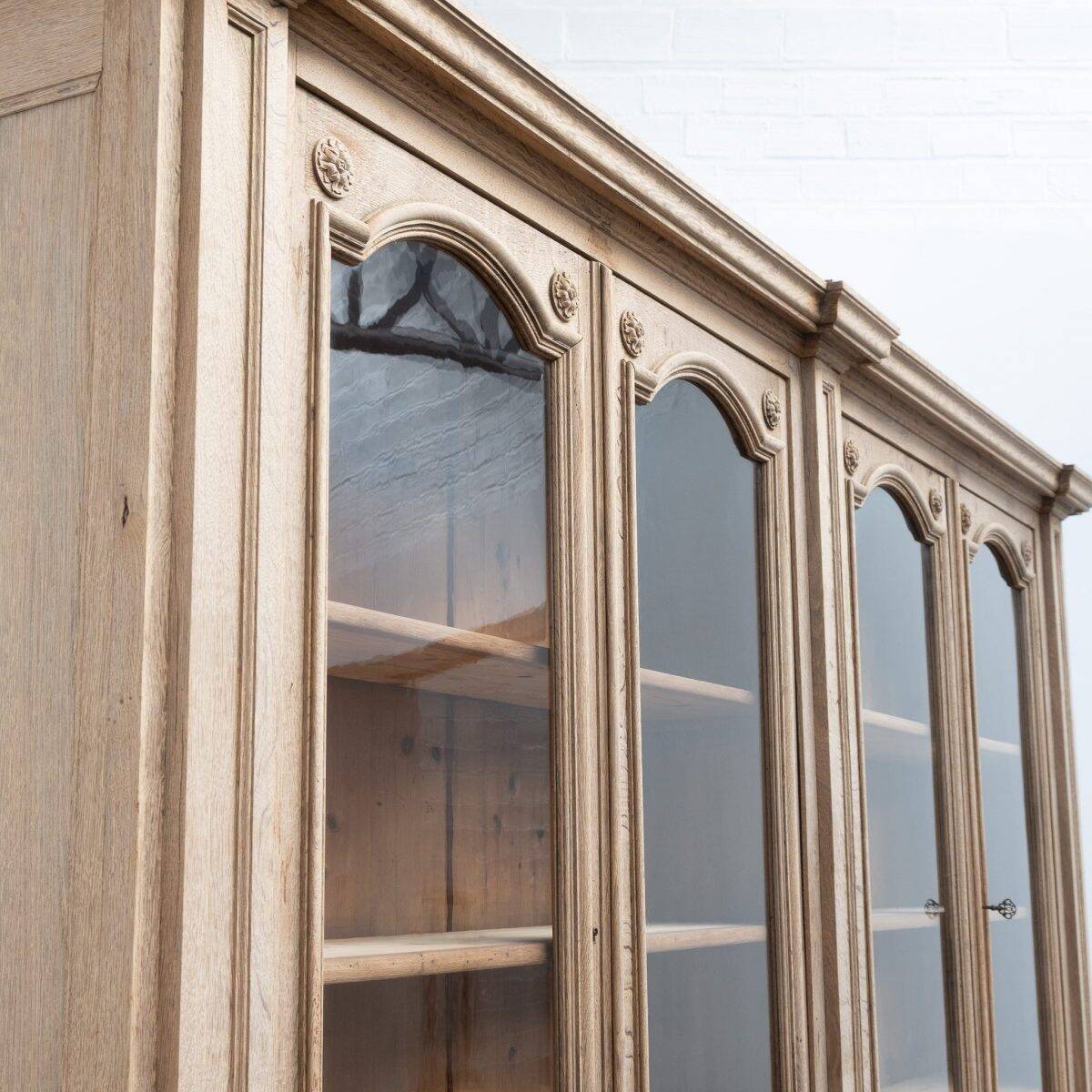 Large glass-fronted oak library – 19th century