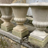 4 Médicis vases in concrete and 4 bases