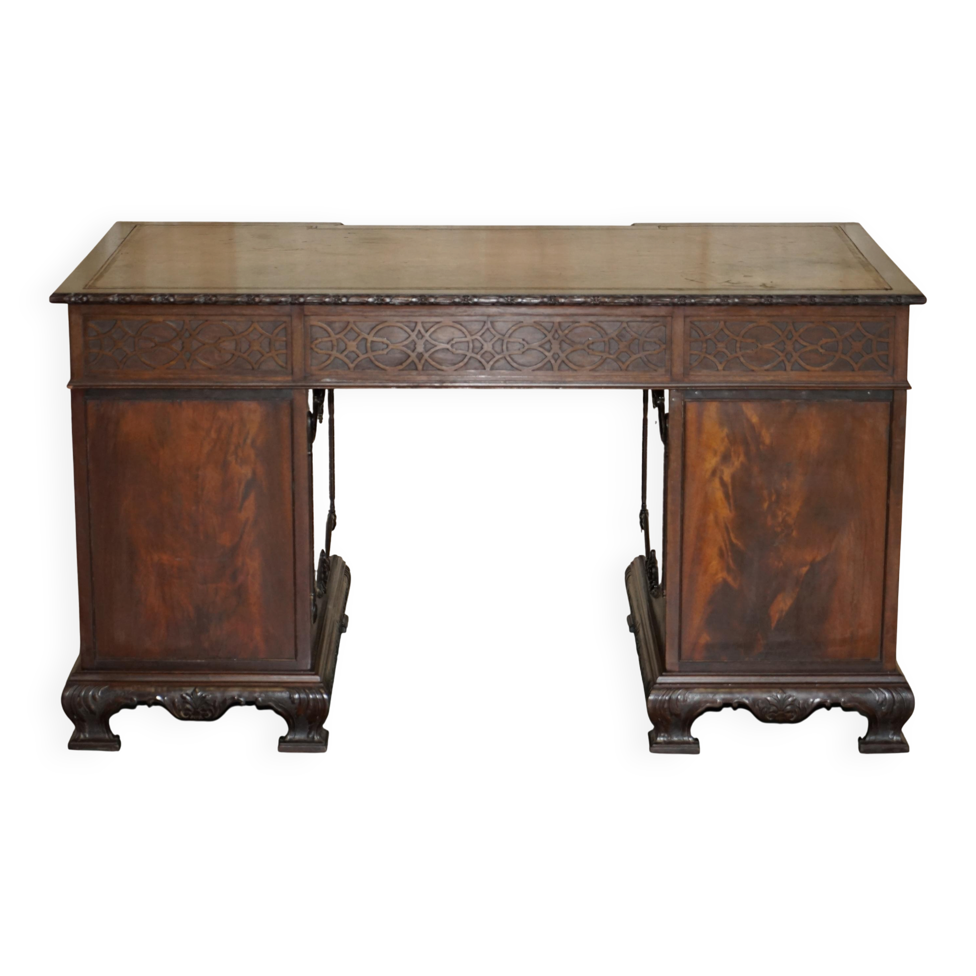 Thomas Chippendale Revival desk with a leather top