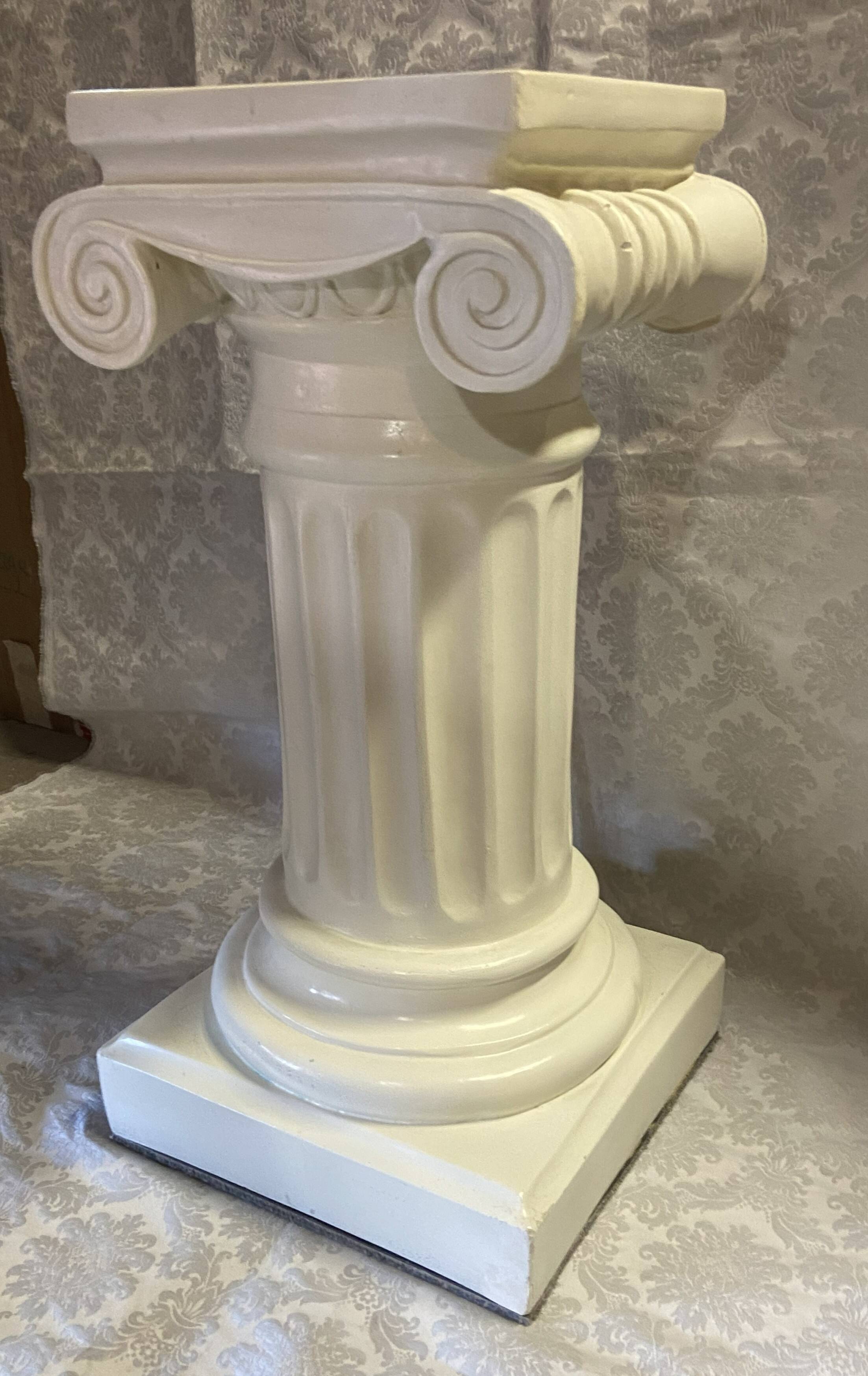 Elegant Pedestal Column in Hardened Plaster with Ionic Volute Capital