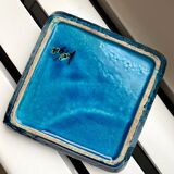 Aldo Londi for Bitossi Italian square teal blue green ashtray