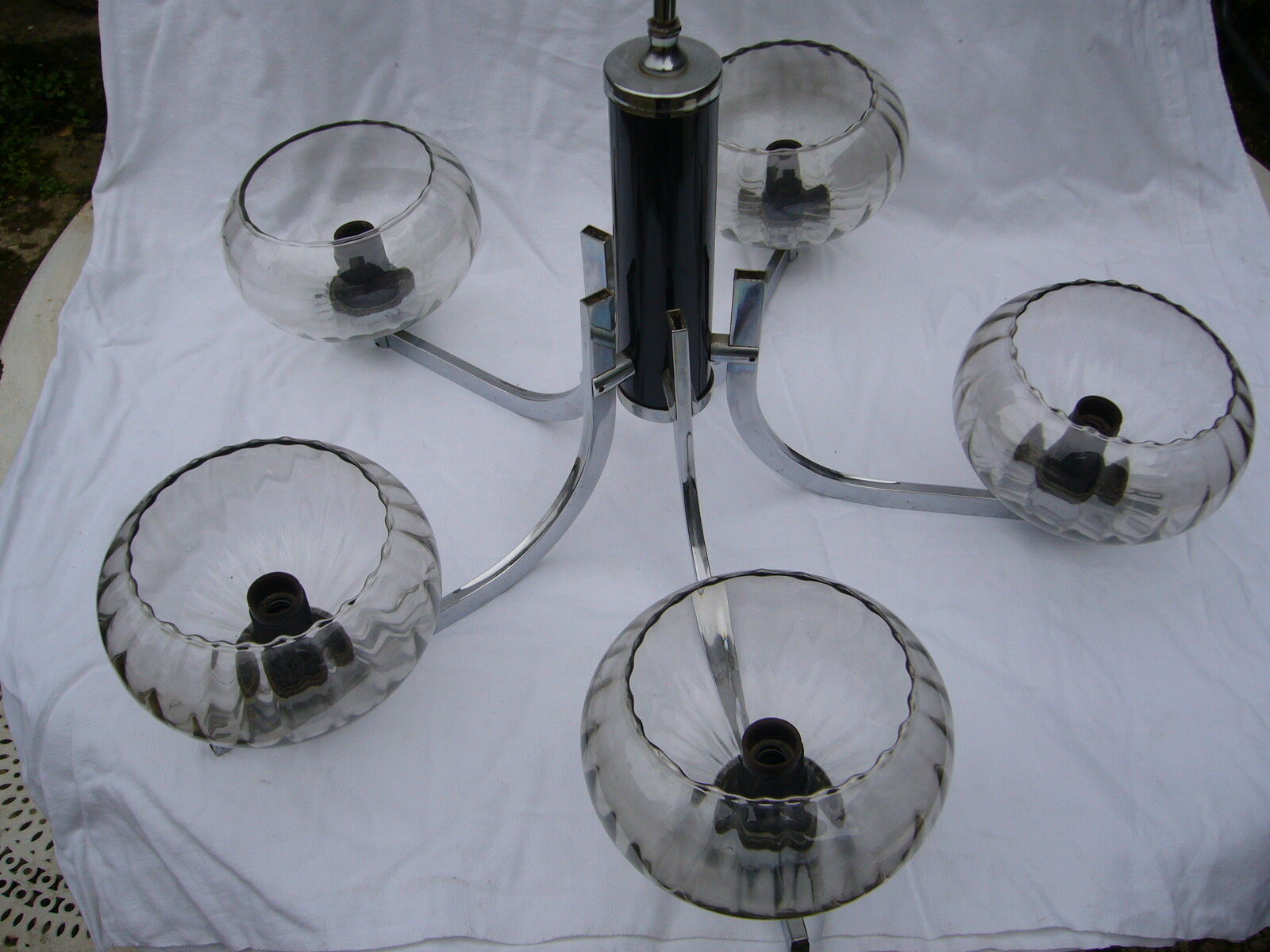 Chandelier 70s chrome and black