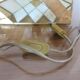 "Pyramid" lamp in mother-of-pearl, glass and brass 70s