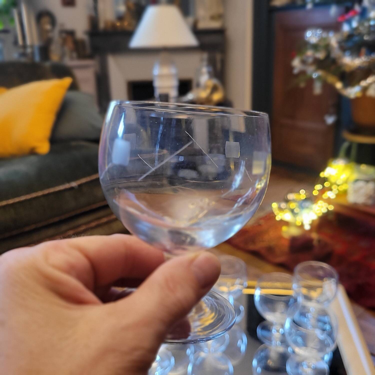 8 cut-glass balloon glasses – 1960s