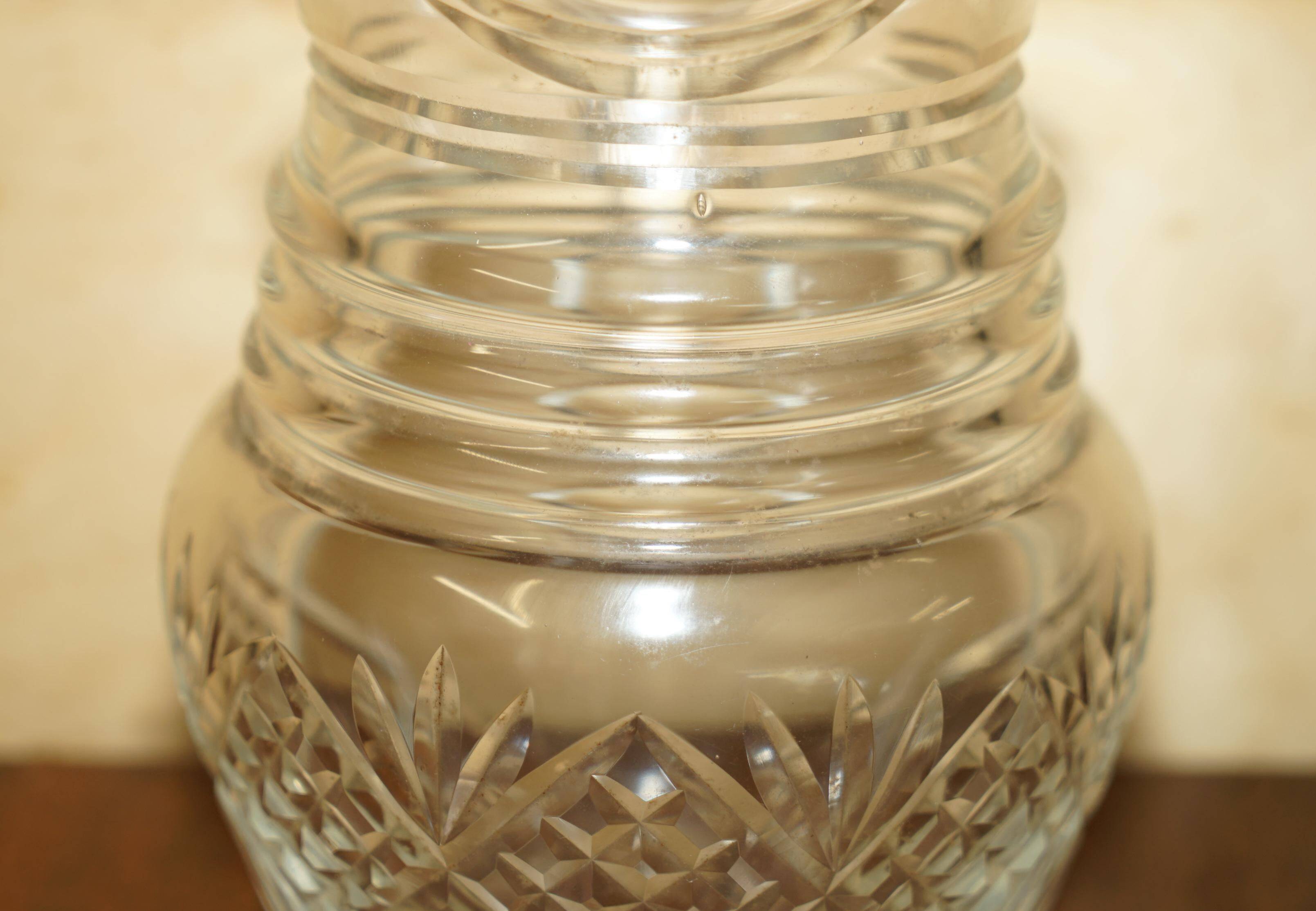 Vintage pair of cut glass Art Deco decanters circa 1930.