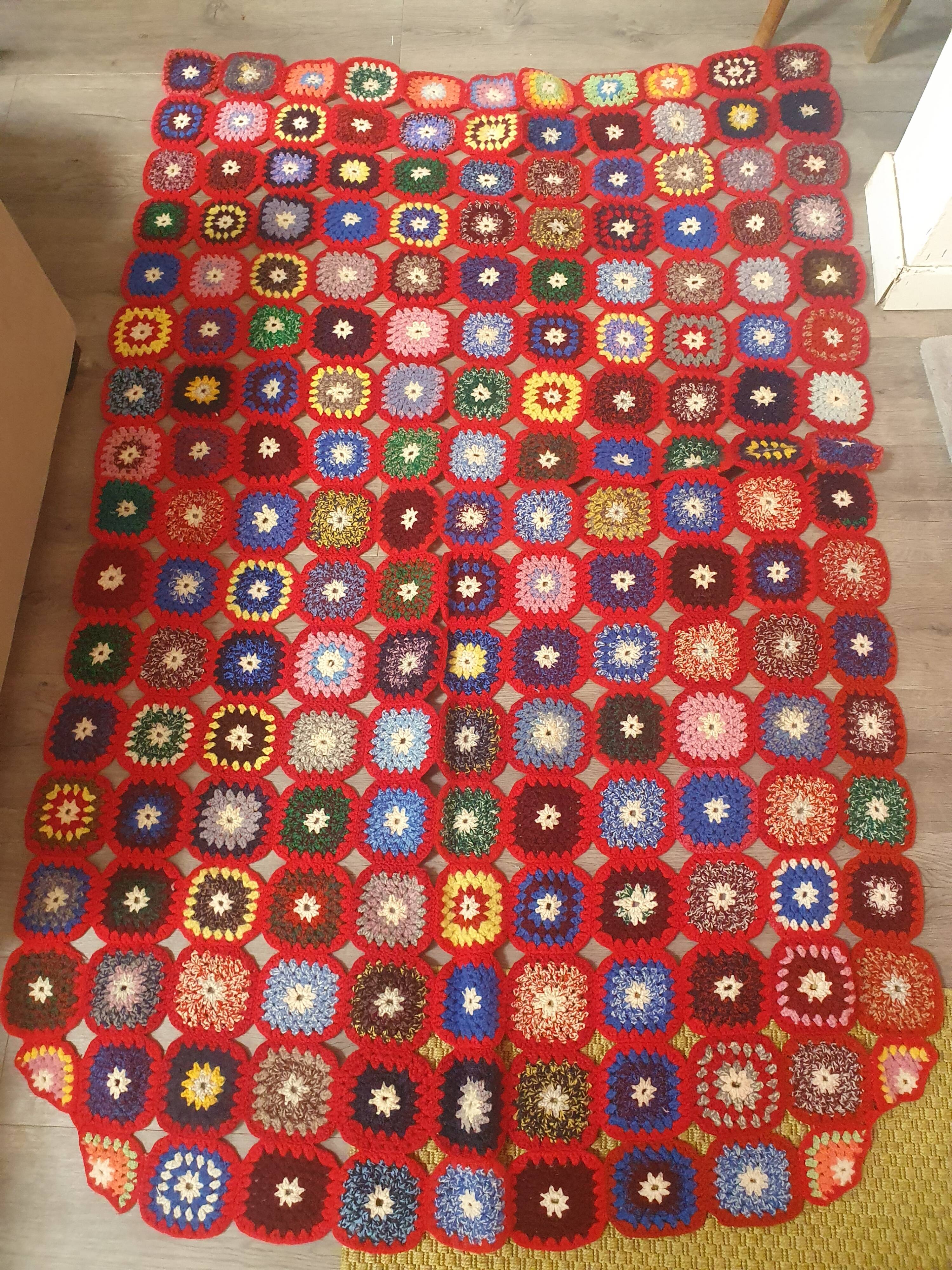 vintage crochet bed cover 180 x 125cm for a single bed red