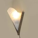 French Art Deco wall scone with frosted molded-pressed glass shade, 1920s
