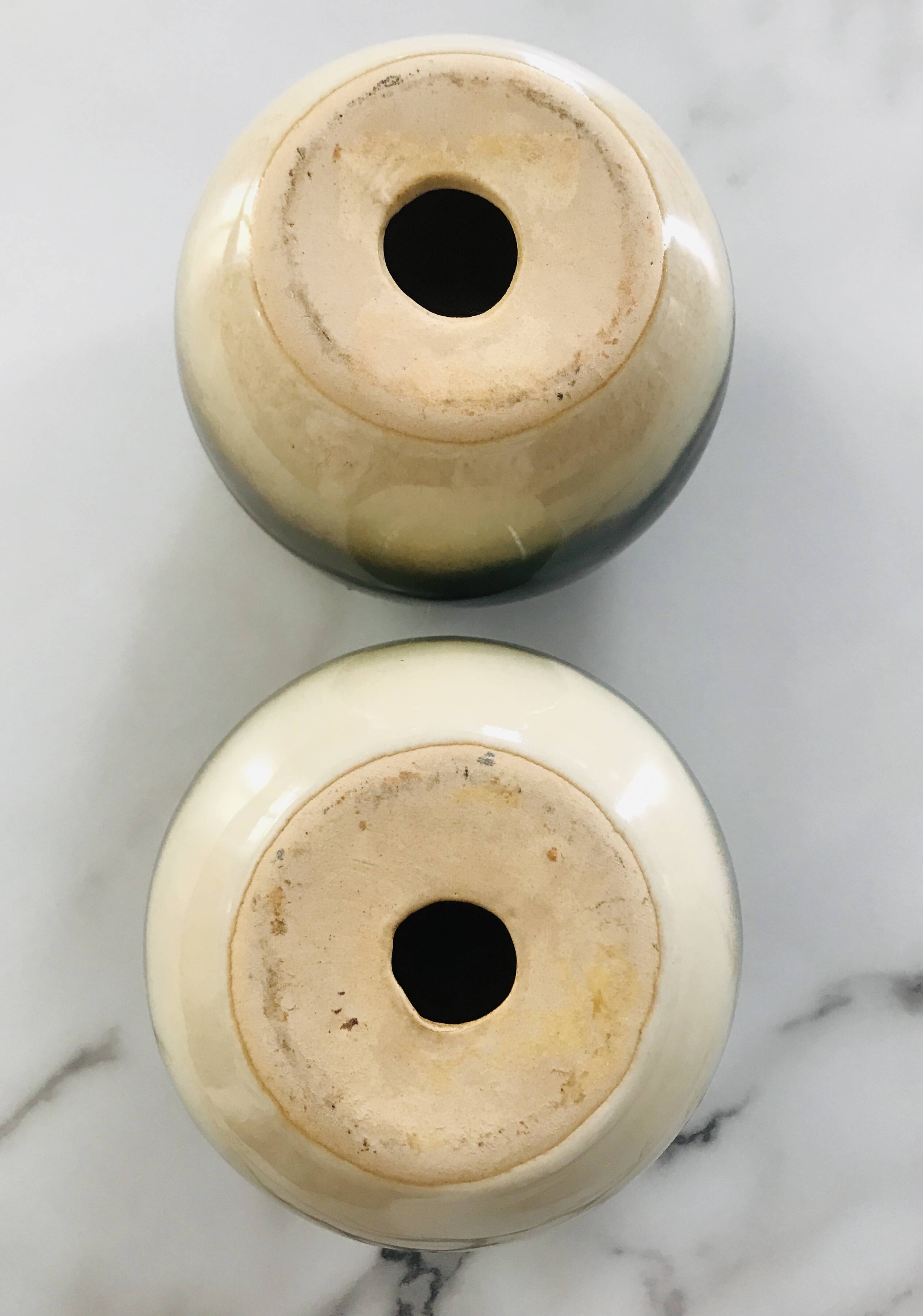 Pair of ceramic ball candlesticks