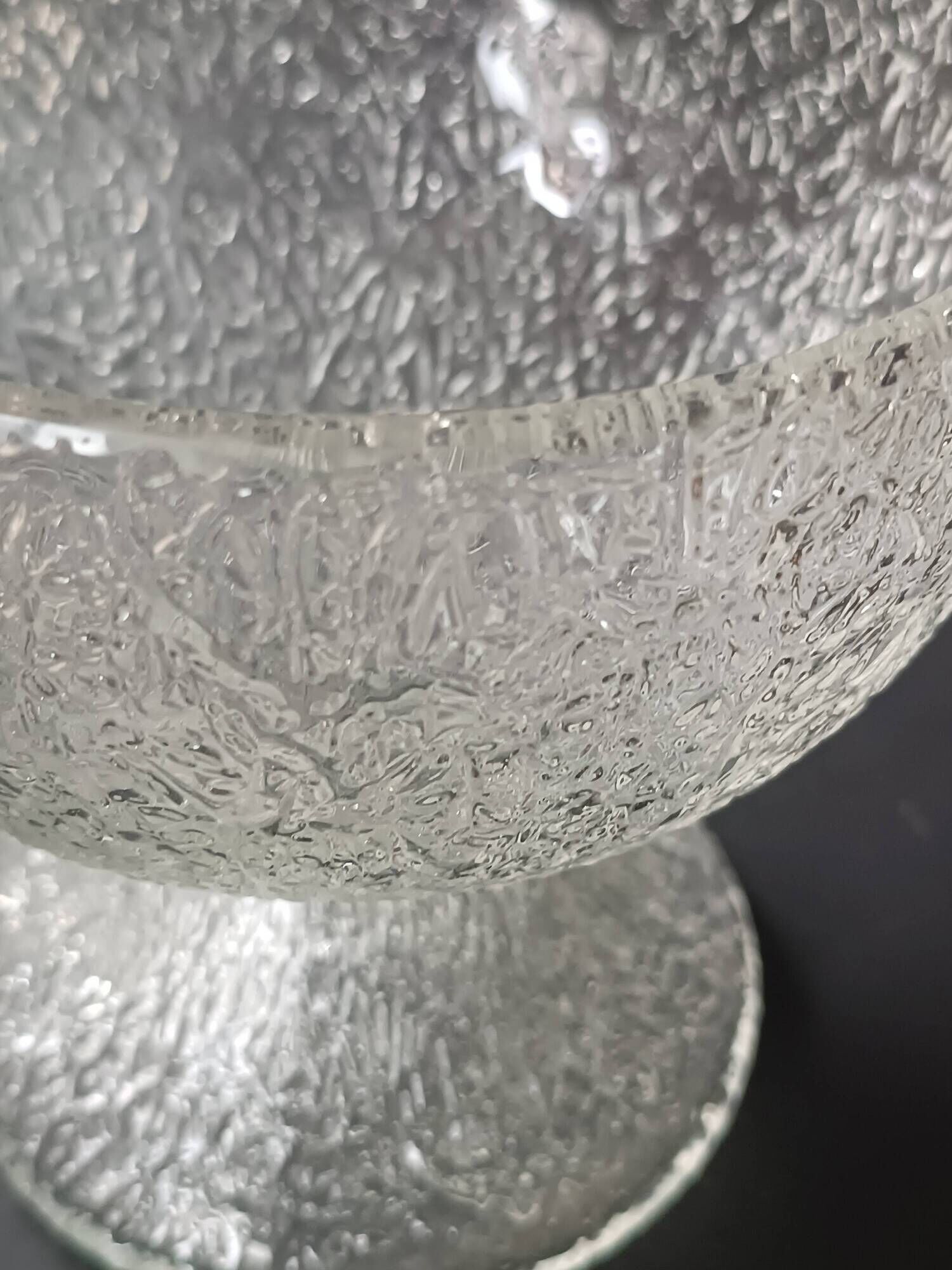 Vintage frosted crystal footed bowl