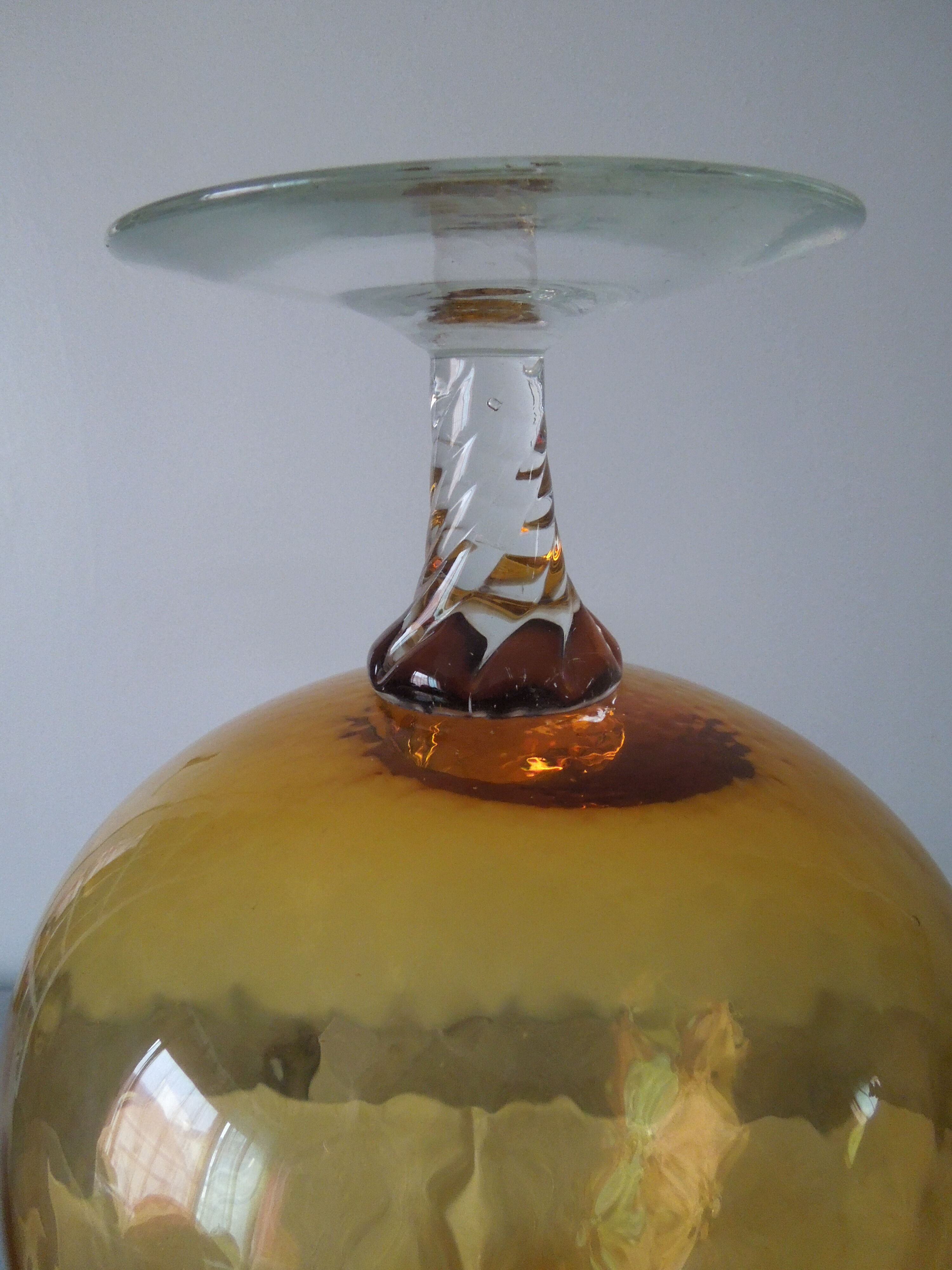 Glass ball foot vintage ochre