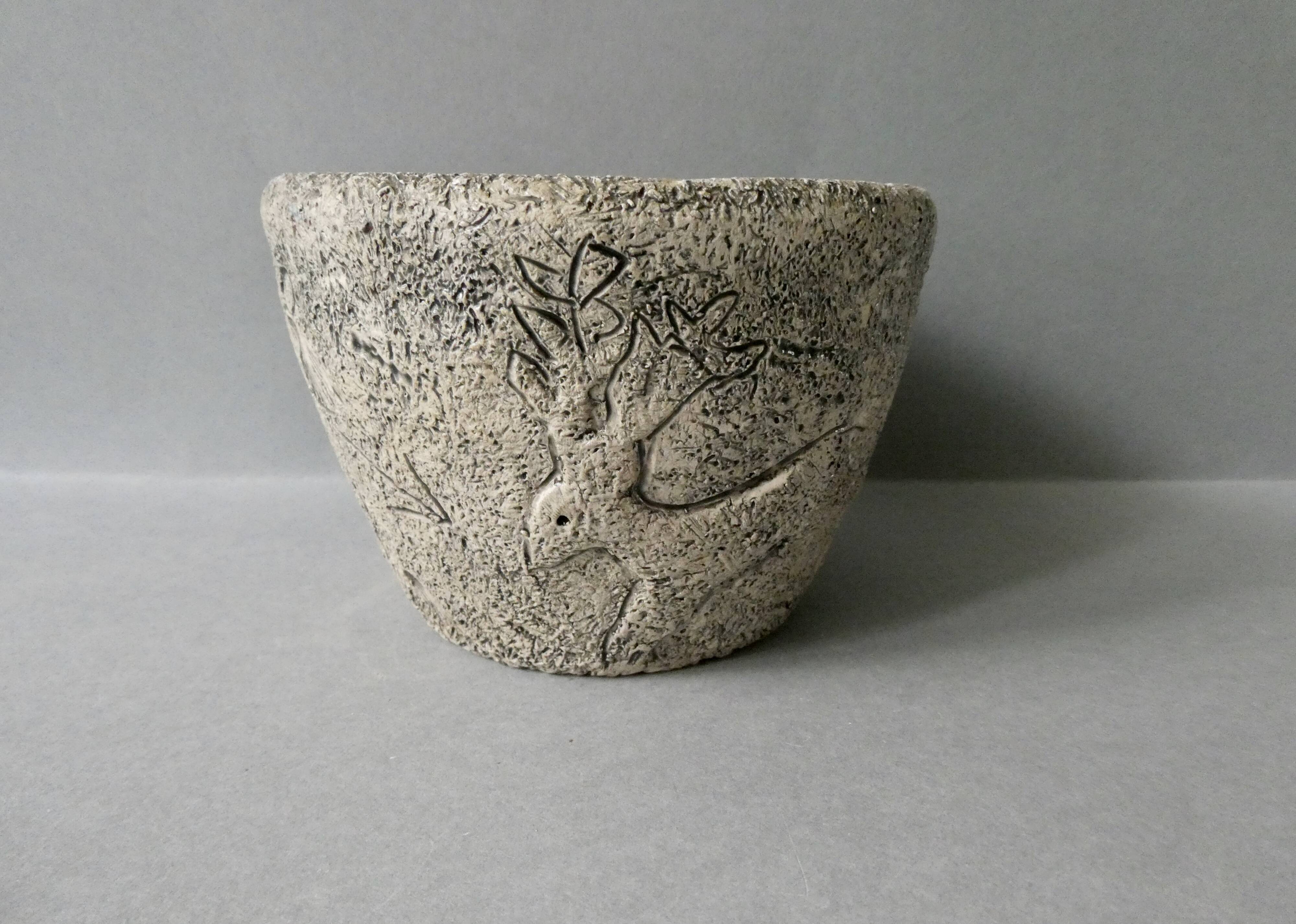 Red enamelled sandstone cup, Francis Triay, 50/60