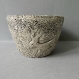 Red enamelled sandstone cup, Francis Triay, 50/60
