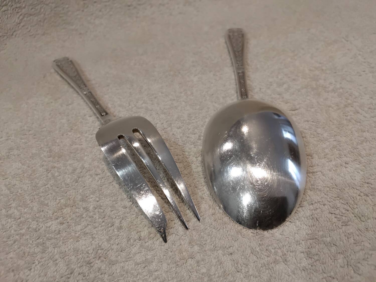 Silver-plated metal stew fork and spoon by Christofle Villeroy