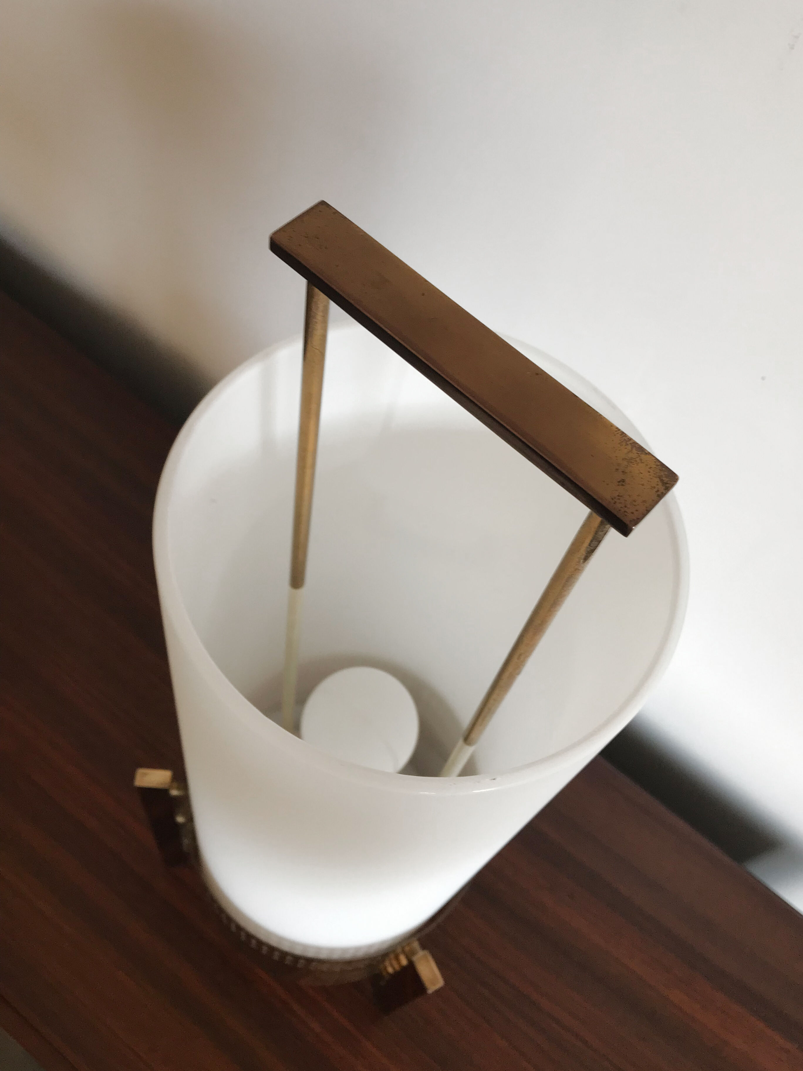 Stilnovo Italian brass glass table lamp 1950s