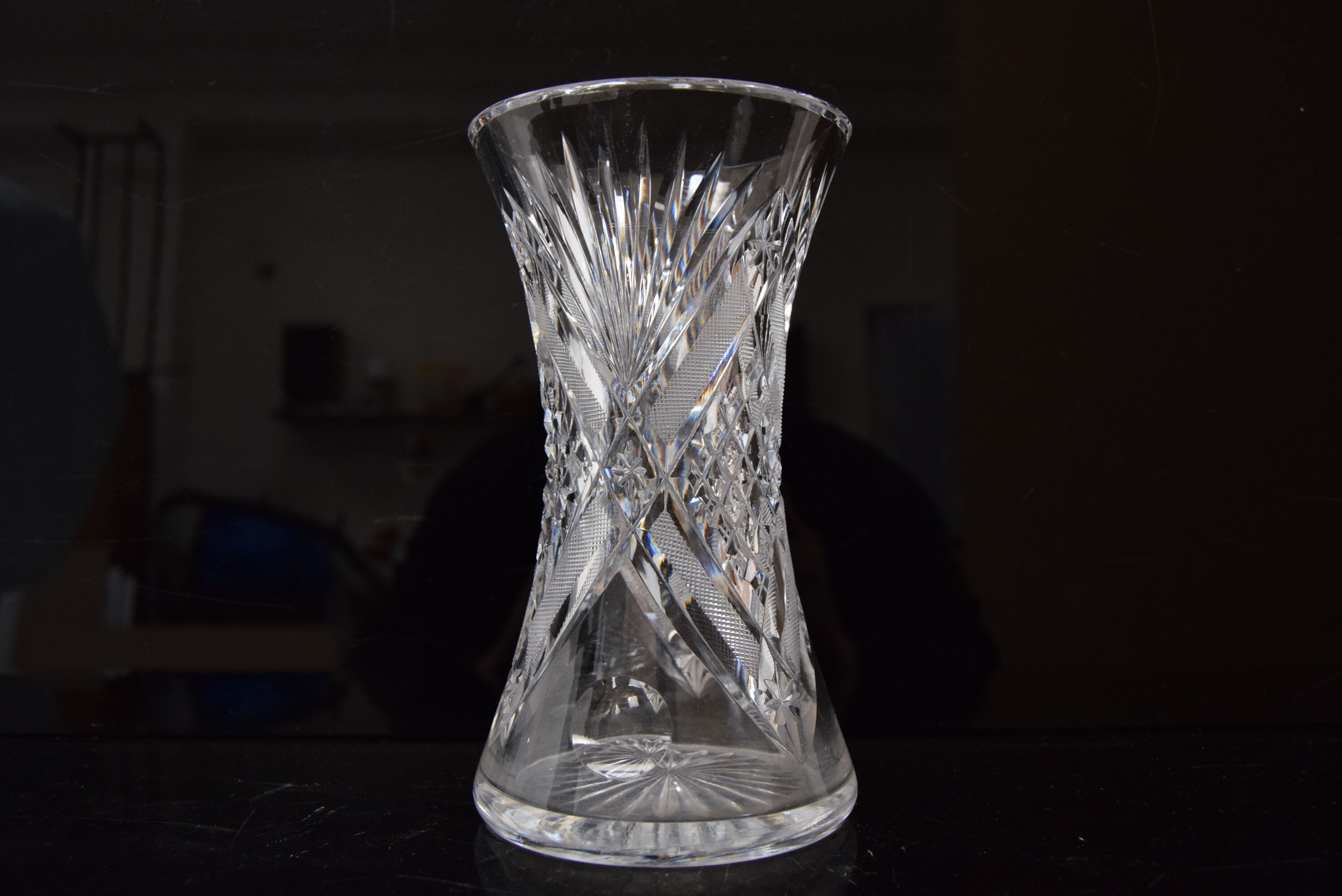 Vase Crystal Glass,Bohemia in the 1960's