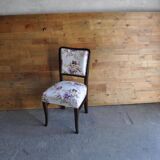 Set of 3 Art Deco chairs in multicoloured velvet with a dark wood frame — 1930s