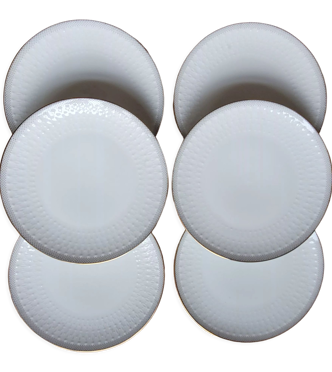 Set 6 assiettes blanches à bord doré Mittenteich