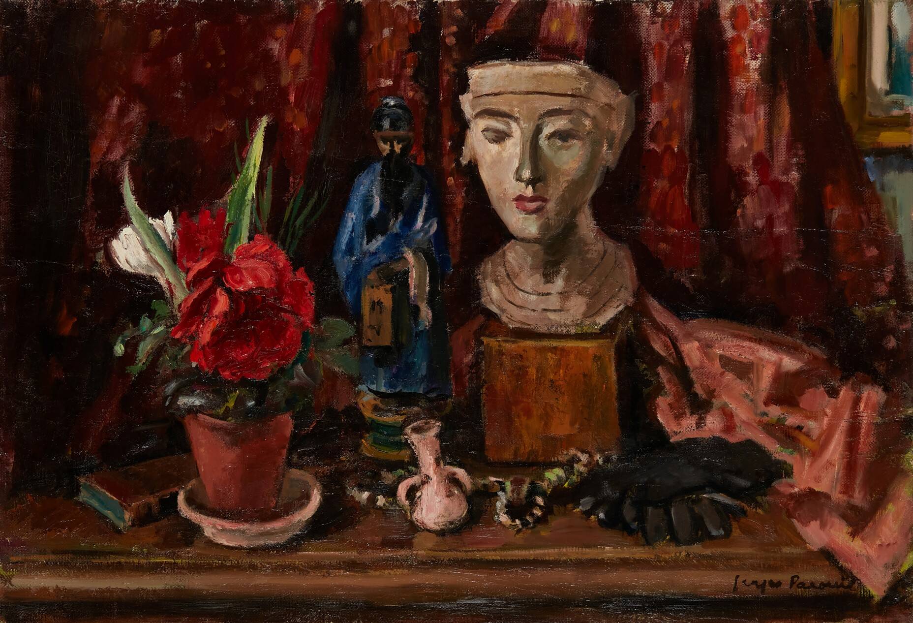 Still Life with Chinese and Egyptian Mask - Georges Pacouil