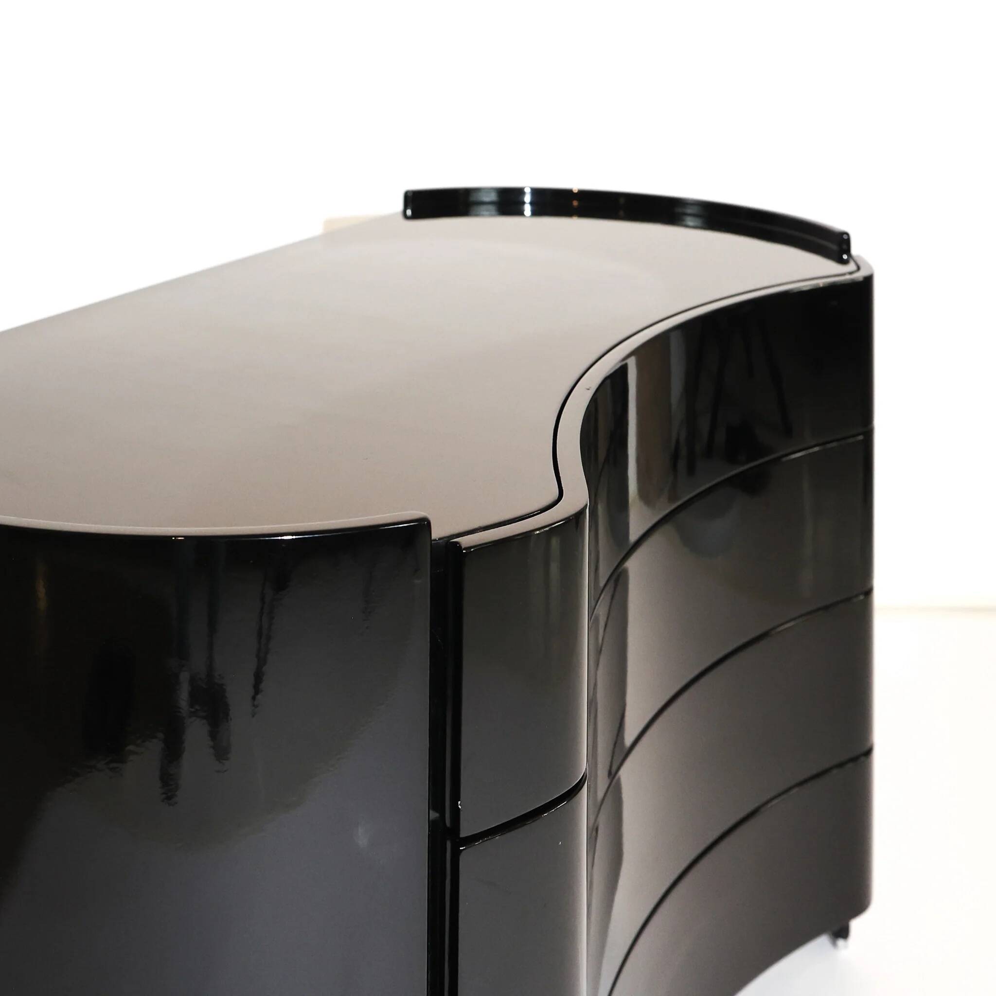 Curved black vintage commode "Aiace" by Benatti, Italy, 1970s