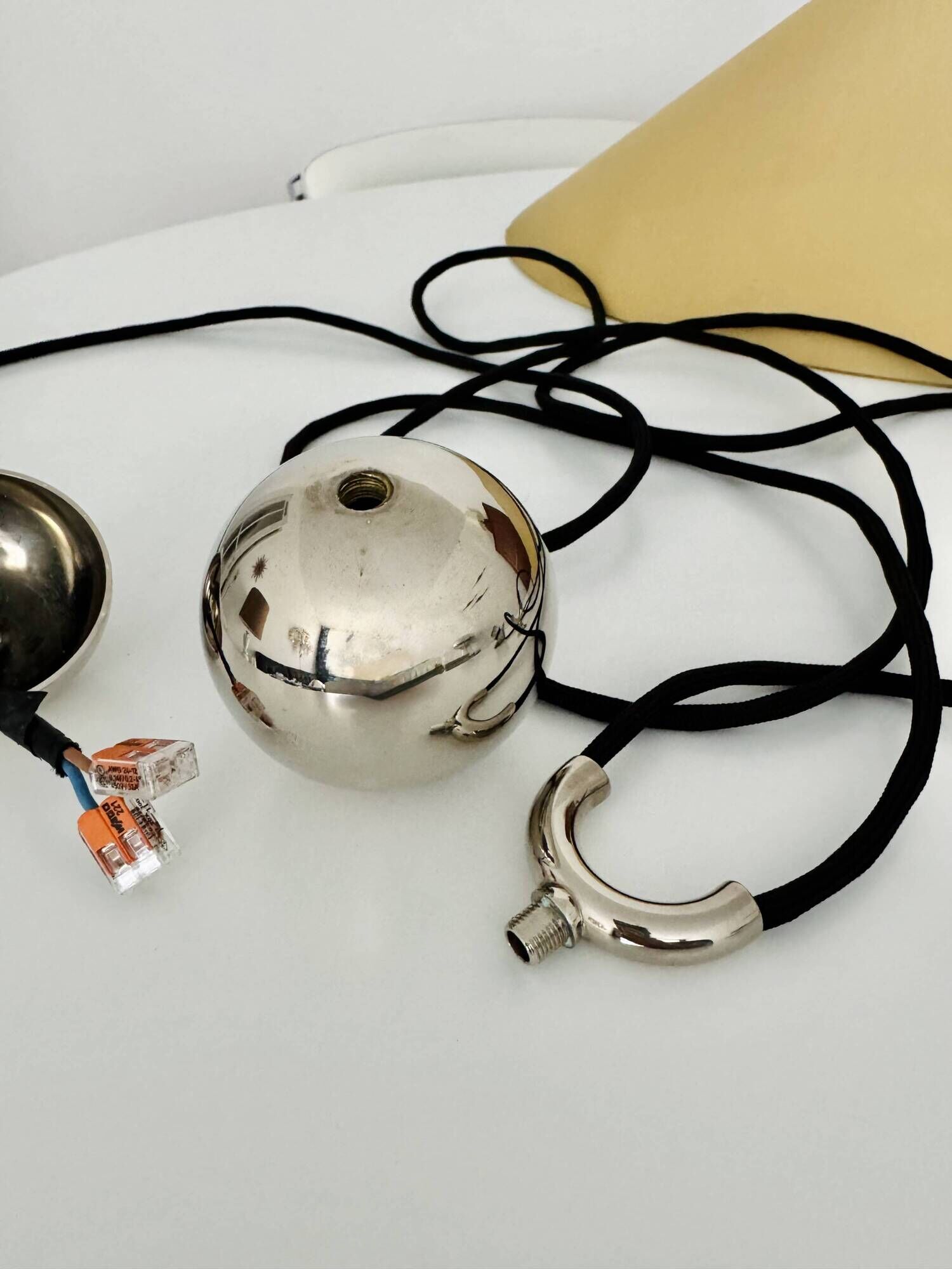 Adjustable Nickel Plated Pendant Lamp with Counterweight by Florian Schulz