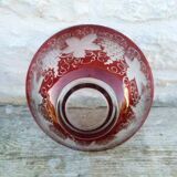 Garnet double crystal salad bowl with Bohemian glass grape motifs.