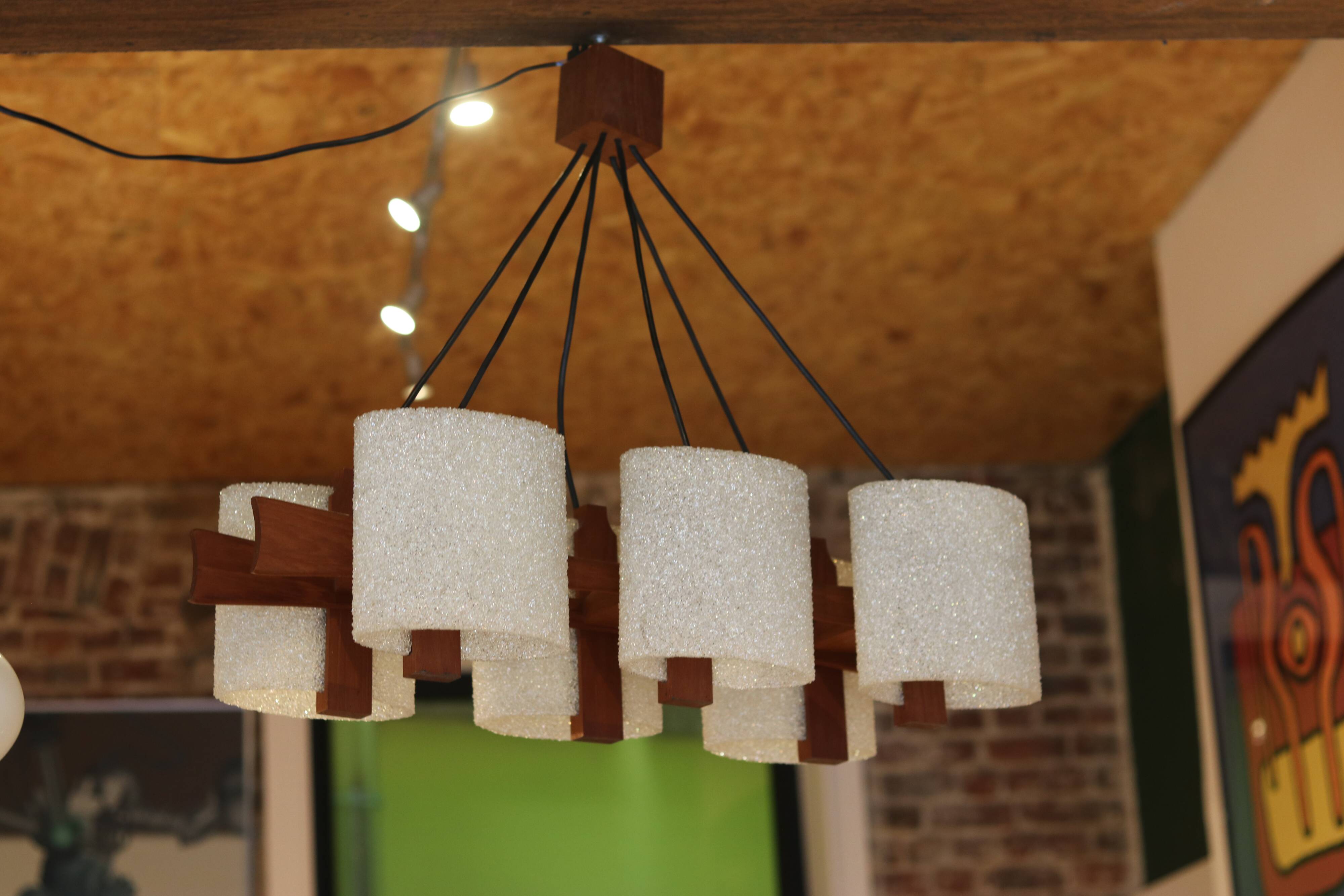 Teak & Perspex granite chandelier (60s)