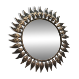 sun mirror leaves patinated iron 43cm very good general condition 1970