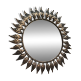 sun mirror leaves patinated iron 43cm very good general condition 1970