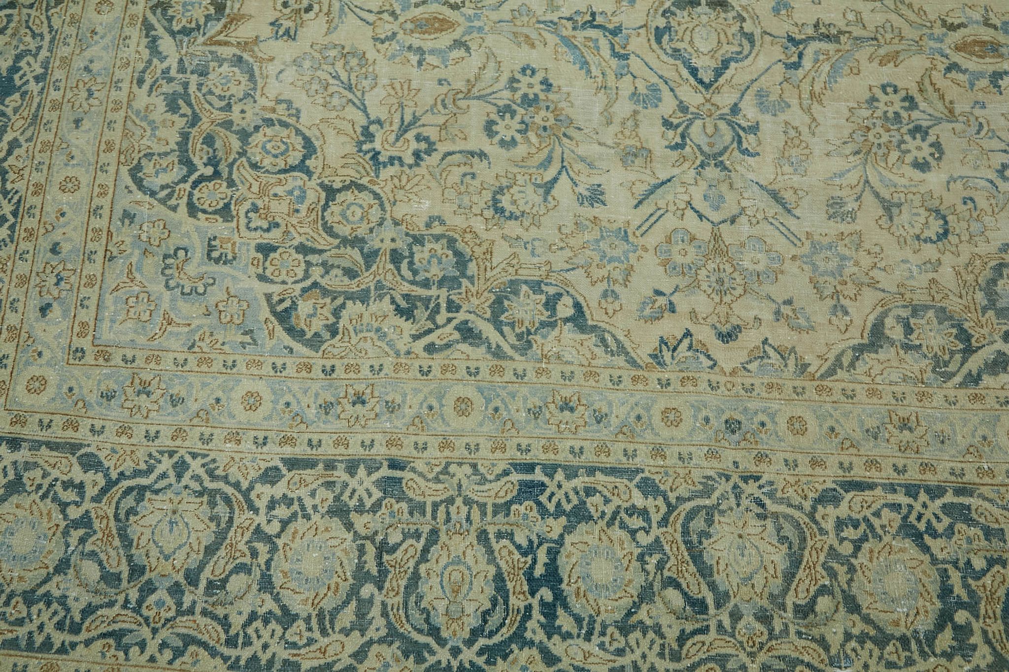 Hand-Knotted Persian One of a Kind 1970s 270 cm x 366 cm Beige Wool Carpet