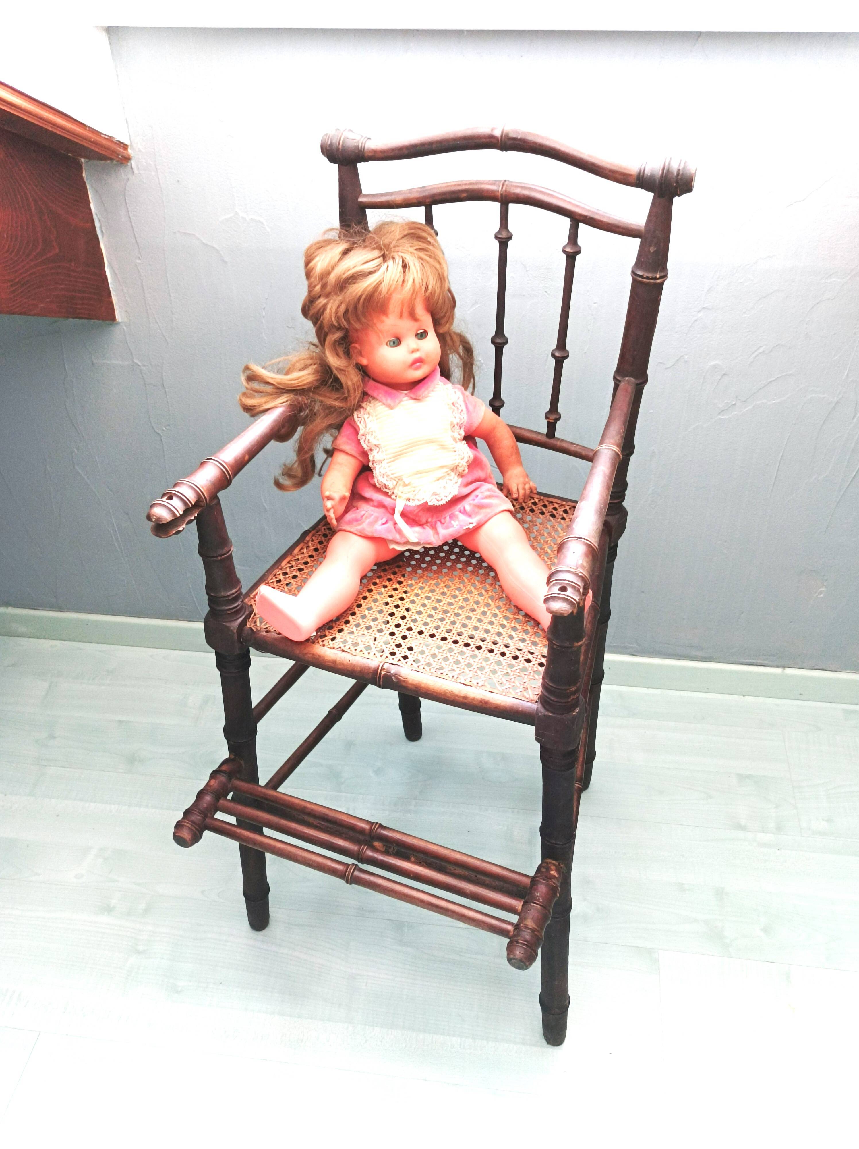 Art Deco caned children's high chair