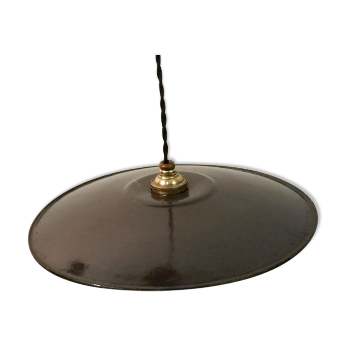 Hanging lamp in black enamelled plate