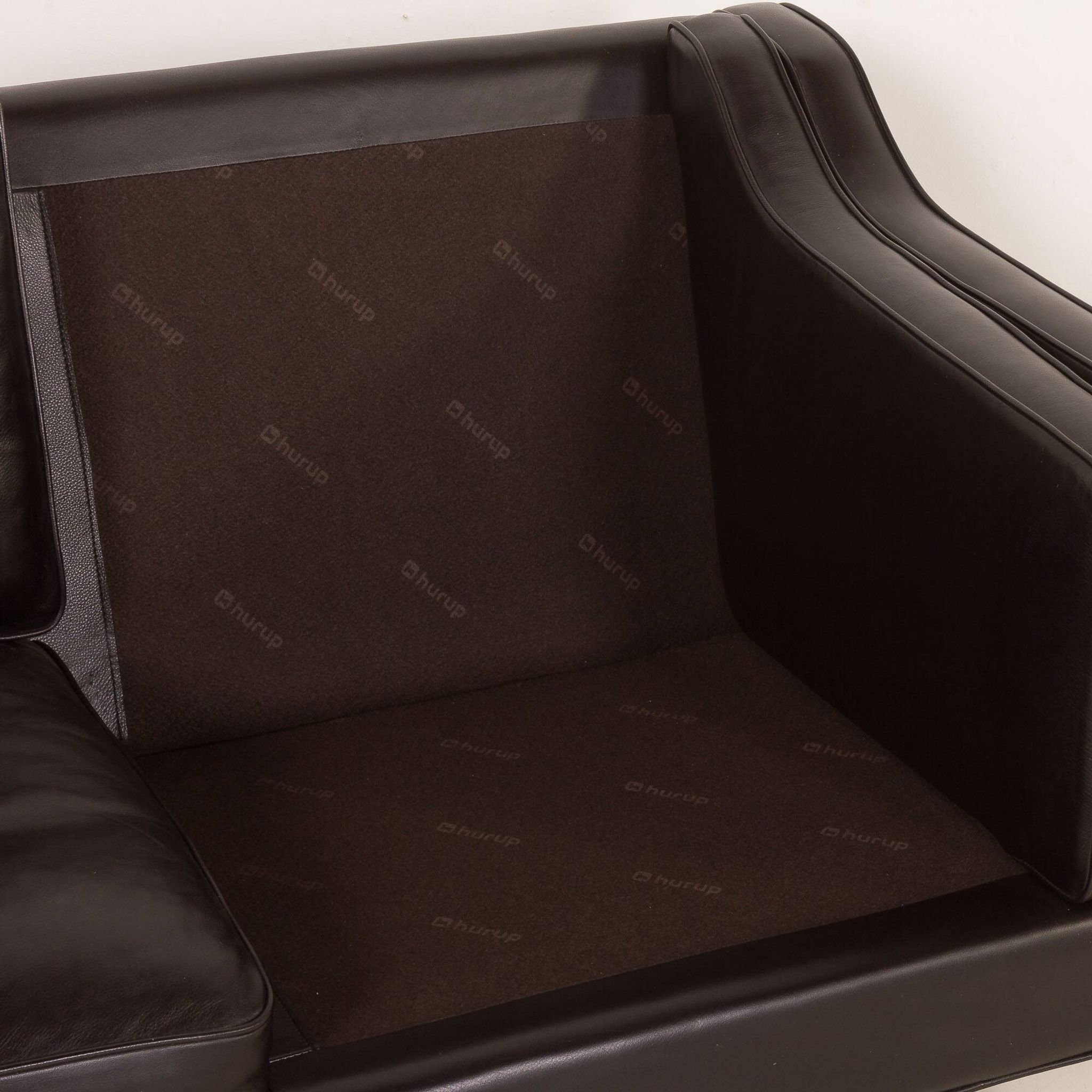 Danish black aniline leather sofa by Hurup, 1980s