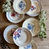 Set of 8 mismatched vintage soup plates