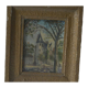 Peinture à l’huile sur panneau Château signée