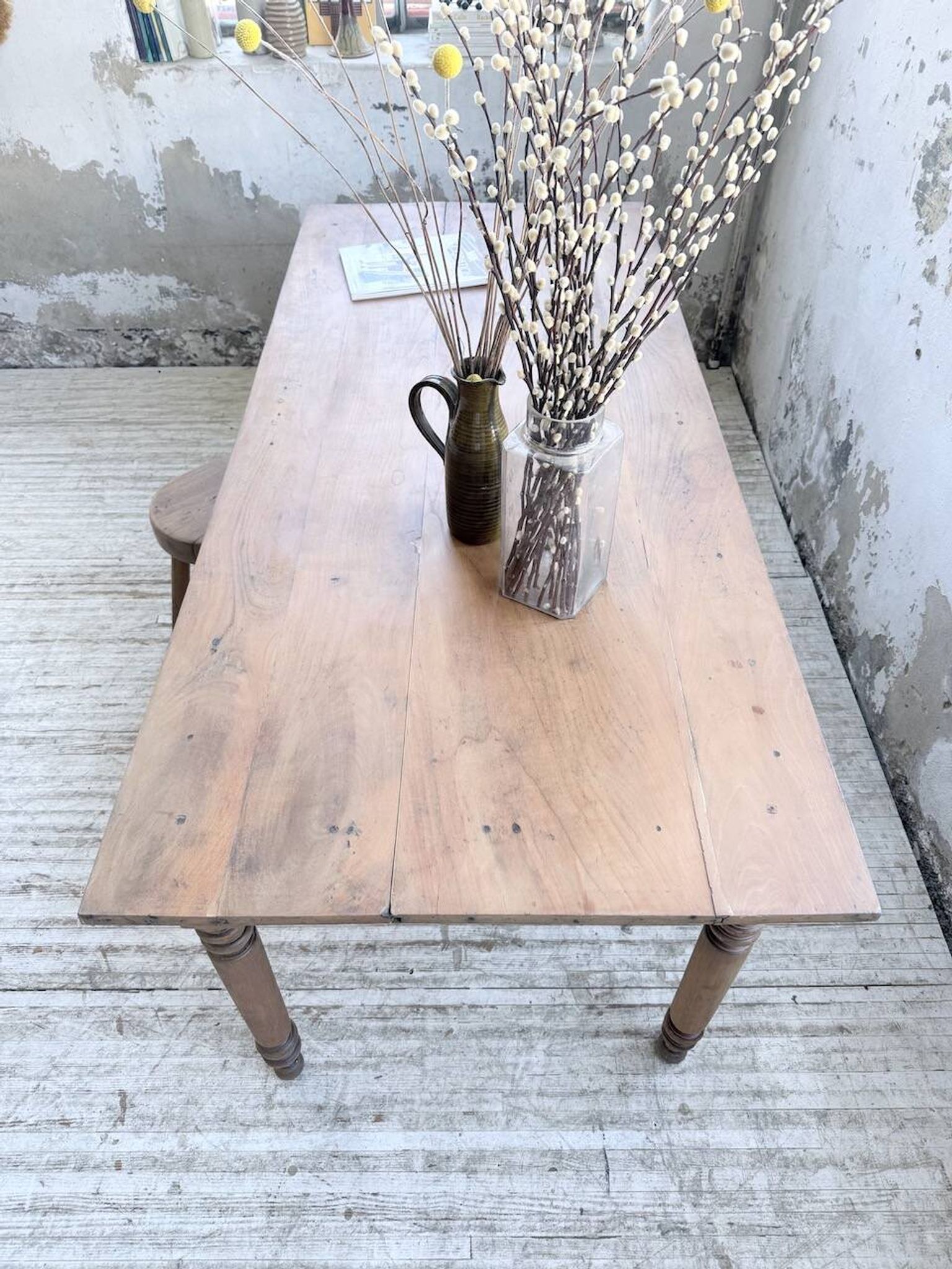 Bistro farmhouse table cherry wood turned legs 180cm