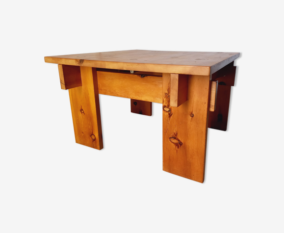 Vintage modernist coffee table in 70s pine