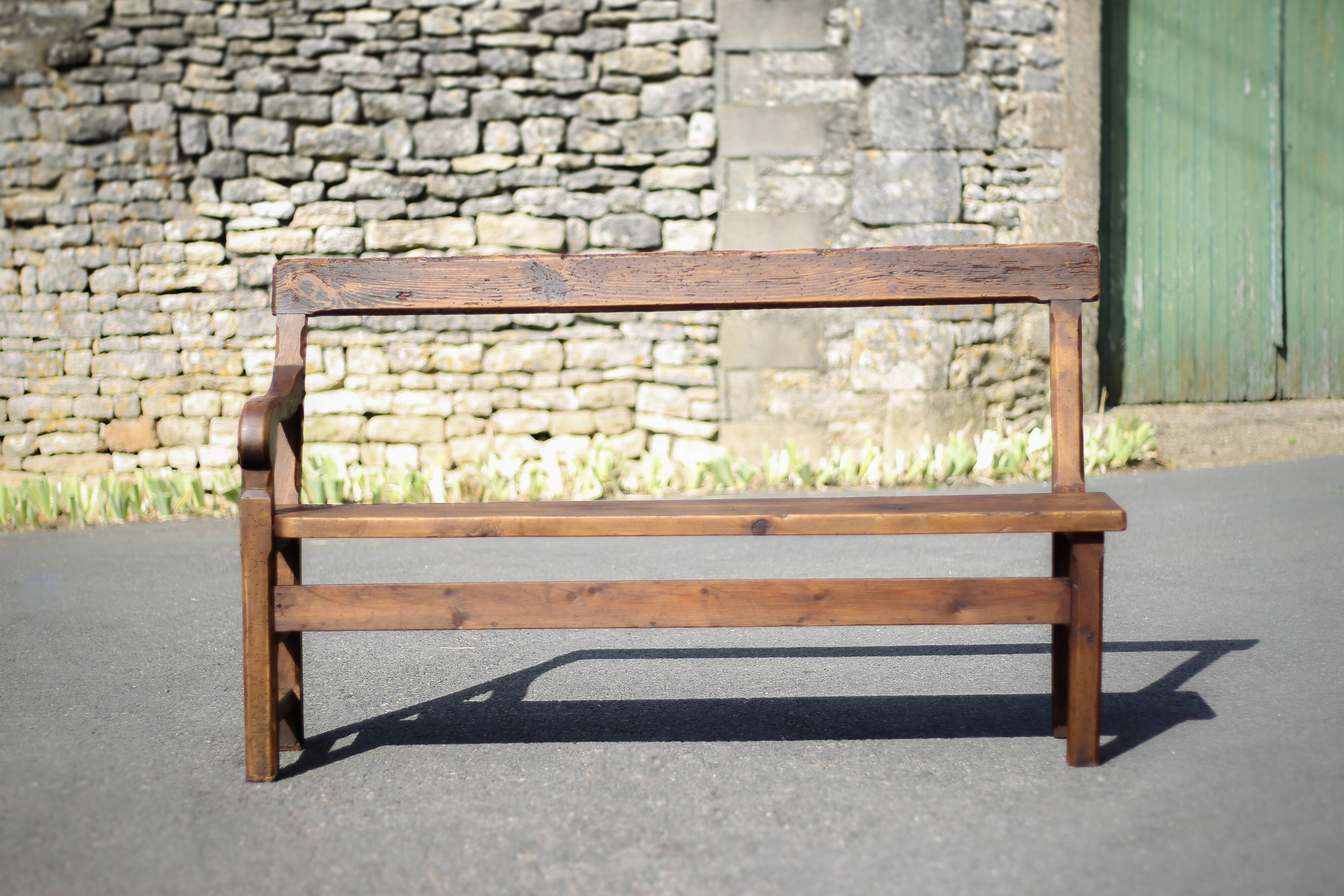 vintage wooden church bench, old wooden bench, bench, entrance hall, interior decoration