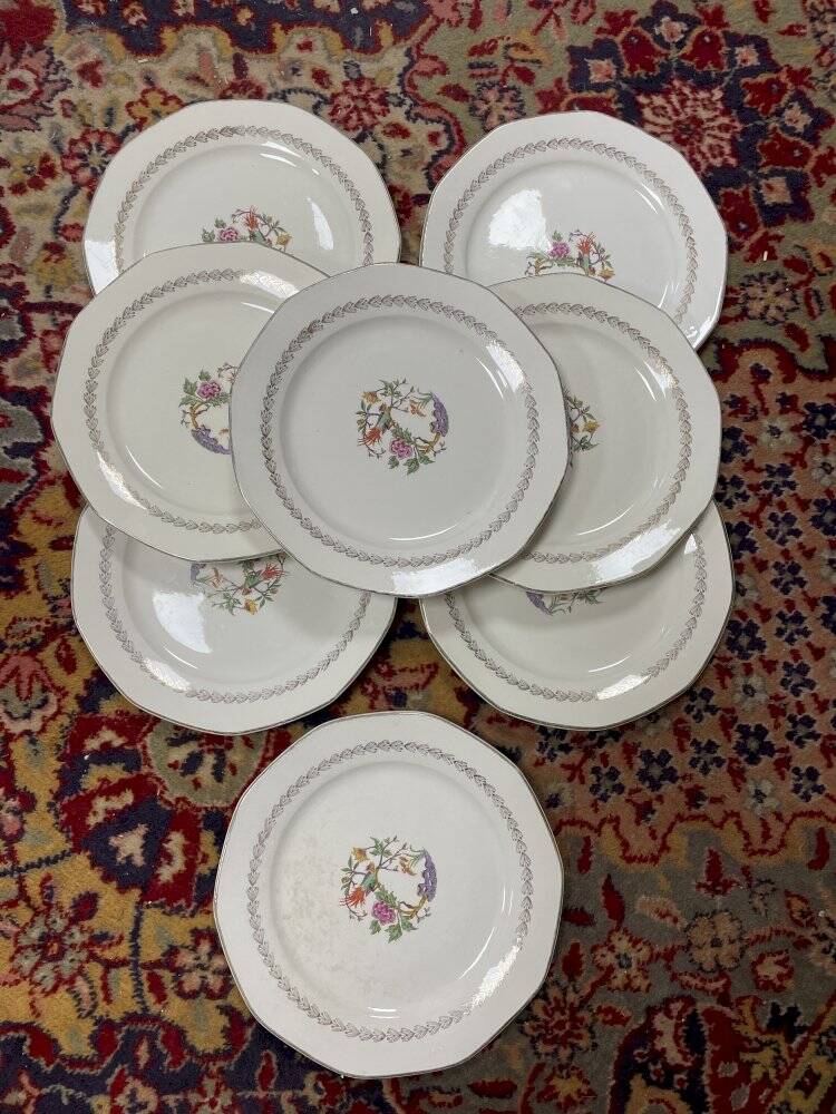 Set of 8 dessert plates Digoin & Sarreguemines Nanteuil