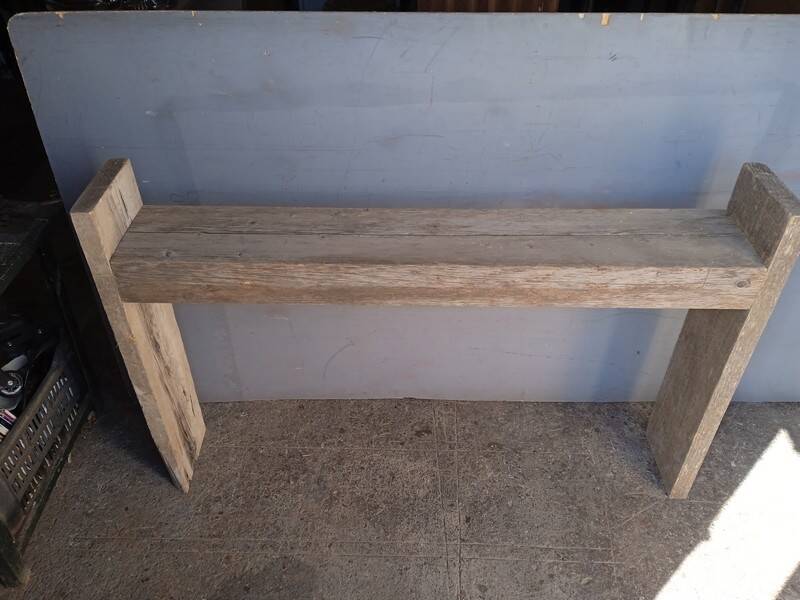 Brutalist console 148 cm old solid wood