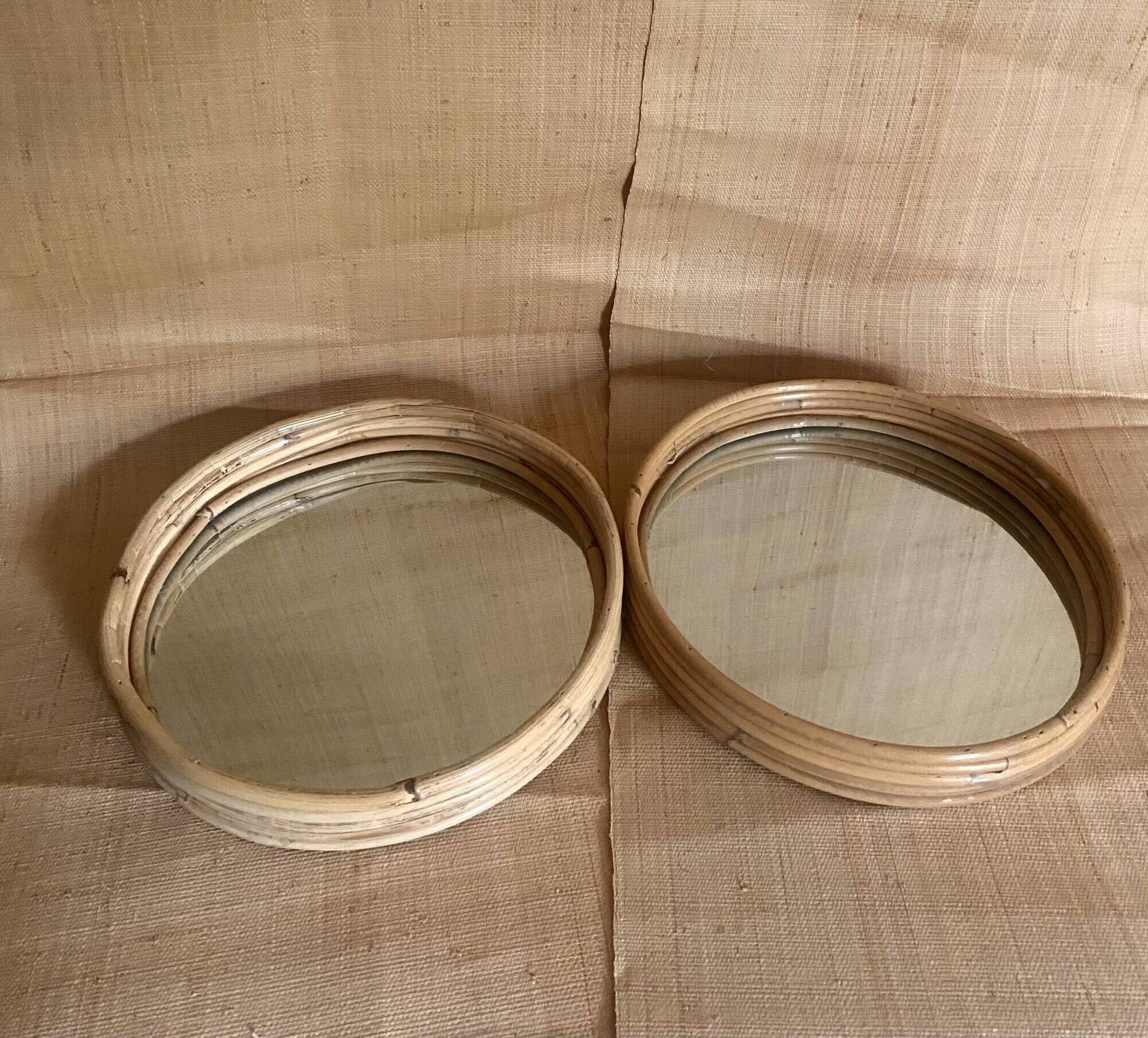 Rattan mirror duo, 30 cm
