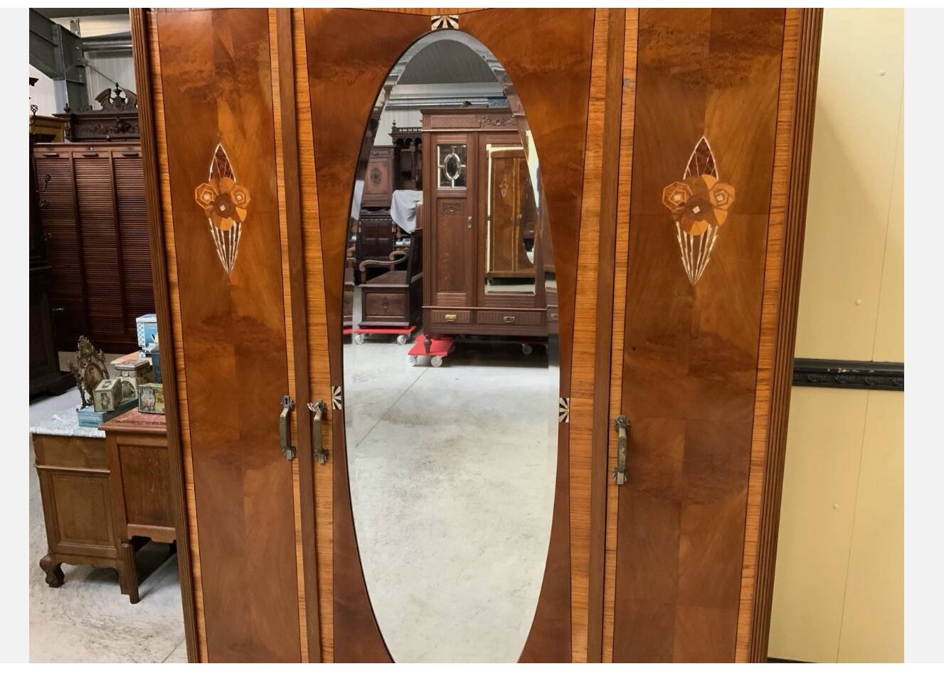 Antique - wardrobe, linen cupboard, inlays -