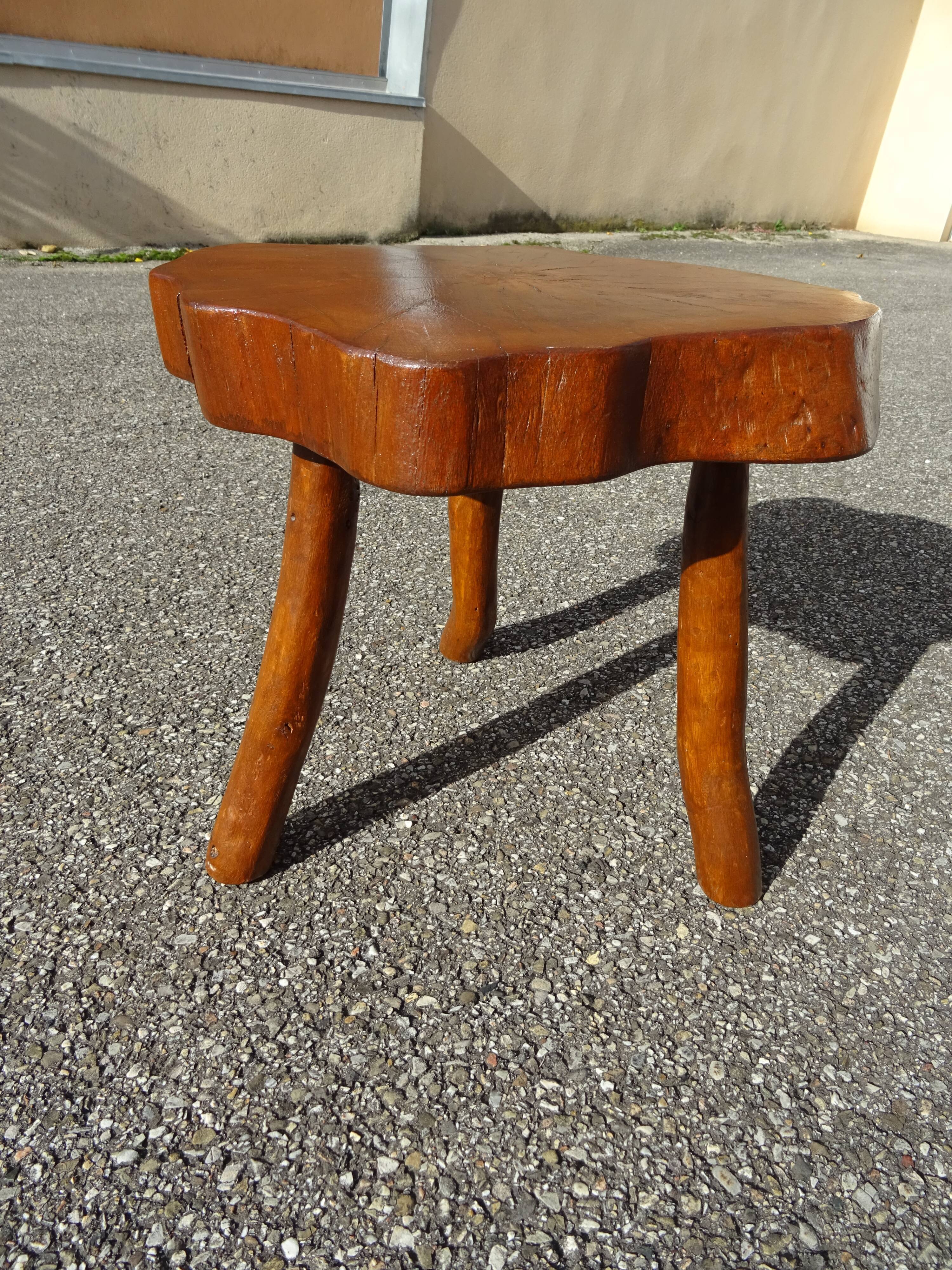 Brutalist style coffee table in vintage solid wood