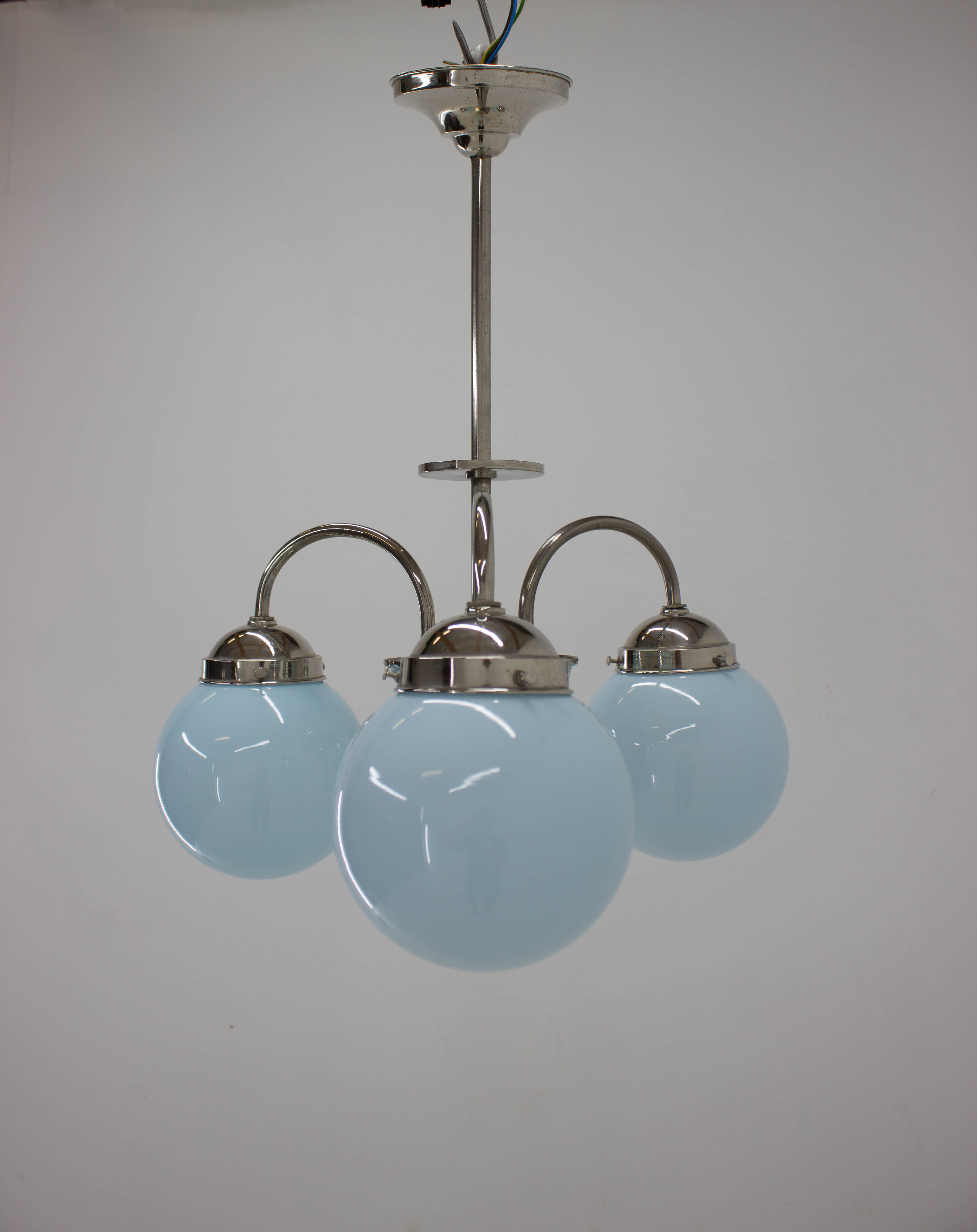 Blue art deco chandelier, 1930s