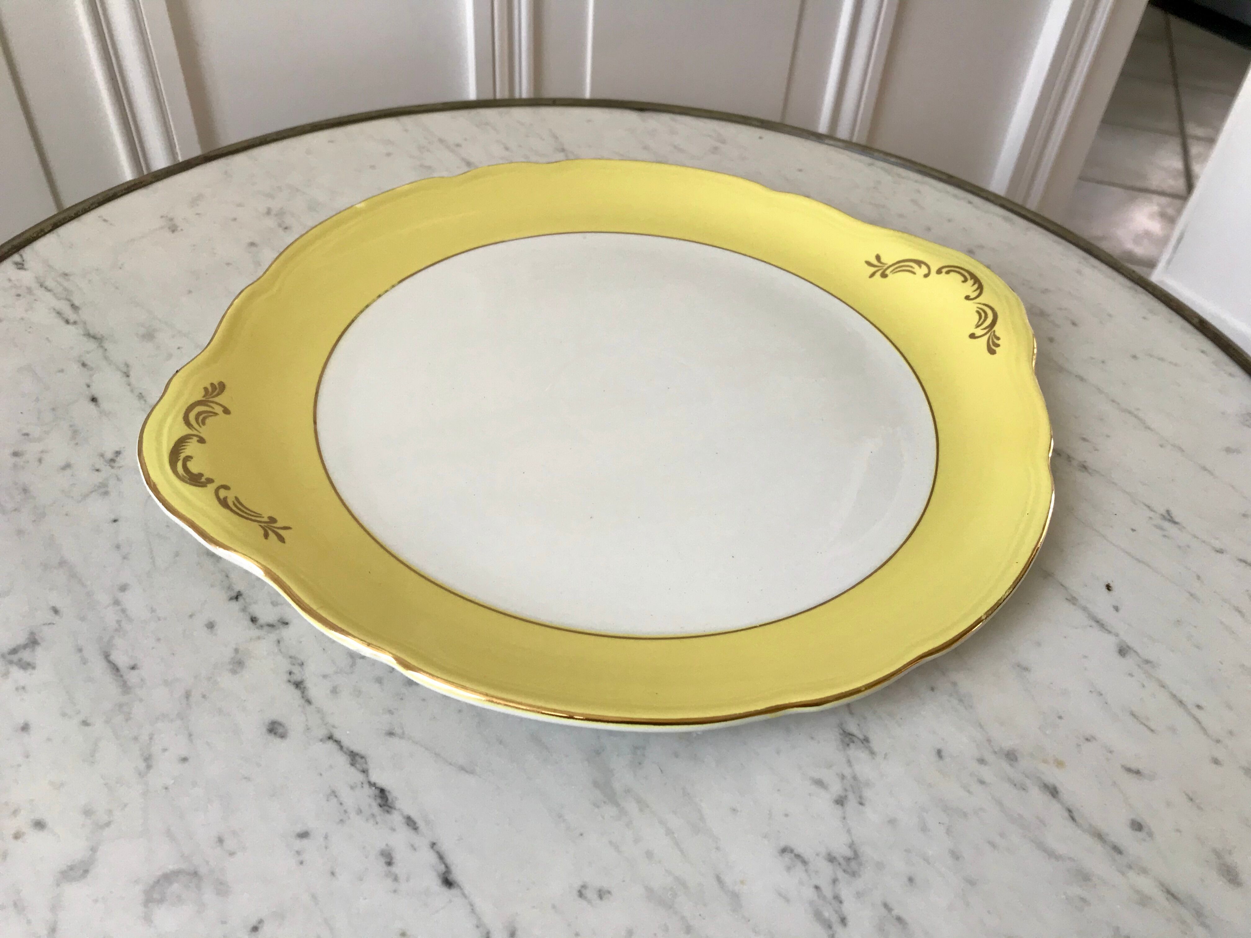 cake dish Moulin des Loups canary yellow 50s